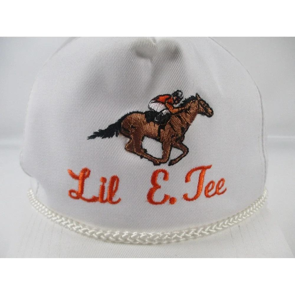Vintage Youngan Lil E. Tee Race Horse Embroidered‎ White Strap back Rope Hat Cap